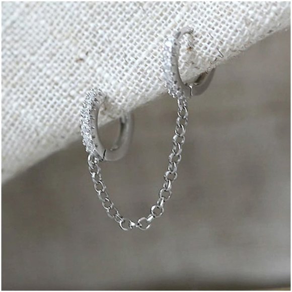 Double Hoop Chain Earrings - Picture 7 of 11